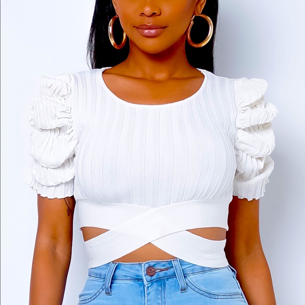 “Amour” White Bandage Crop Top